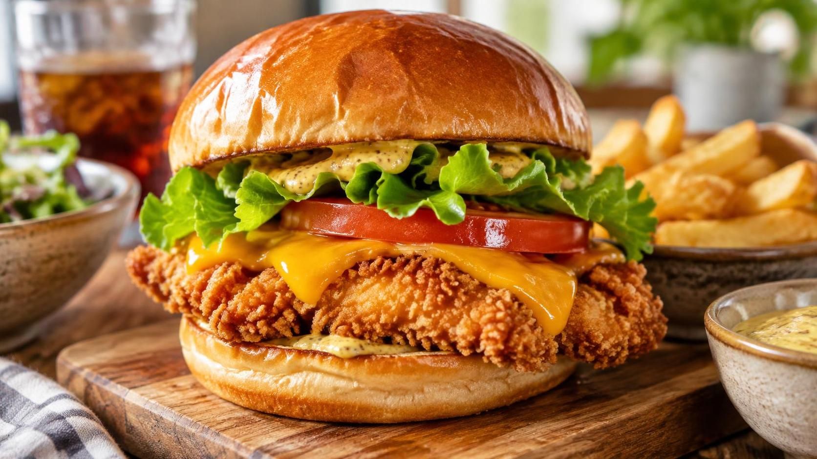 savourez un délicieux burger au poulet croustillant pané, garni d’ingrédients frais et plein de saveurs. une recette gourmande et facile à préparer.