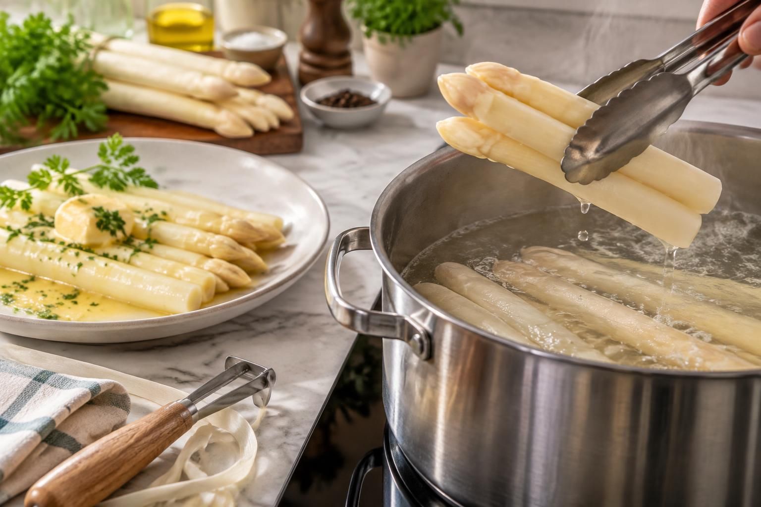 découvrez comment réussir la cuisson des asperges blanches : temps de cuisson, astuces de préparation et conseils pour les savourer tendres et savoureuses.