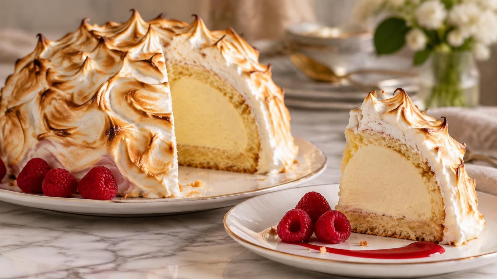 découvrez l’omelette norvégienne, un dessert glacé irrésistible qui marie une meringue moelleuse à un cœur glacé fondant.