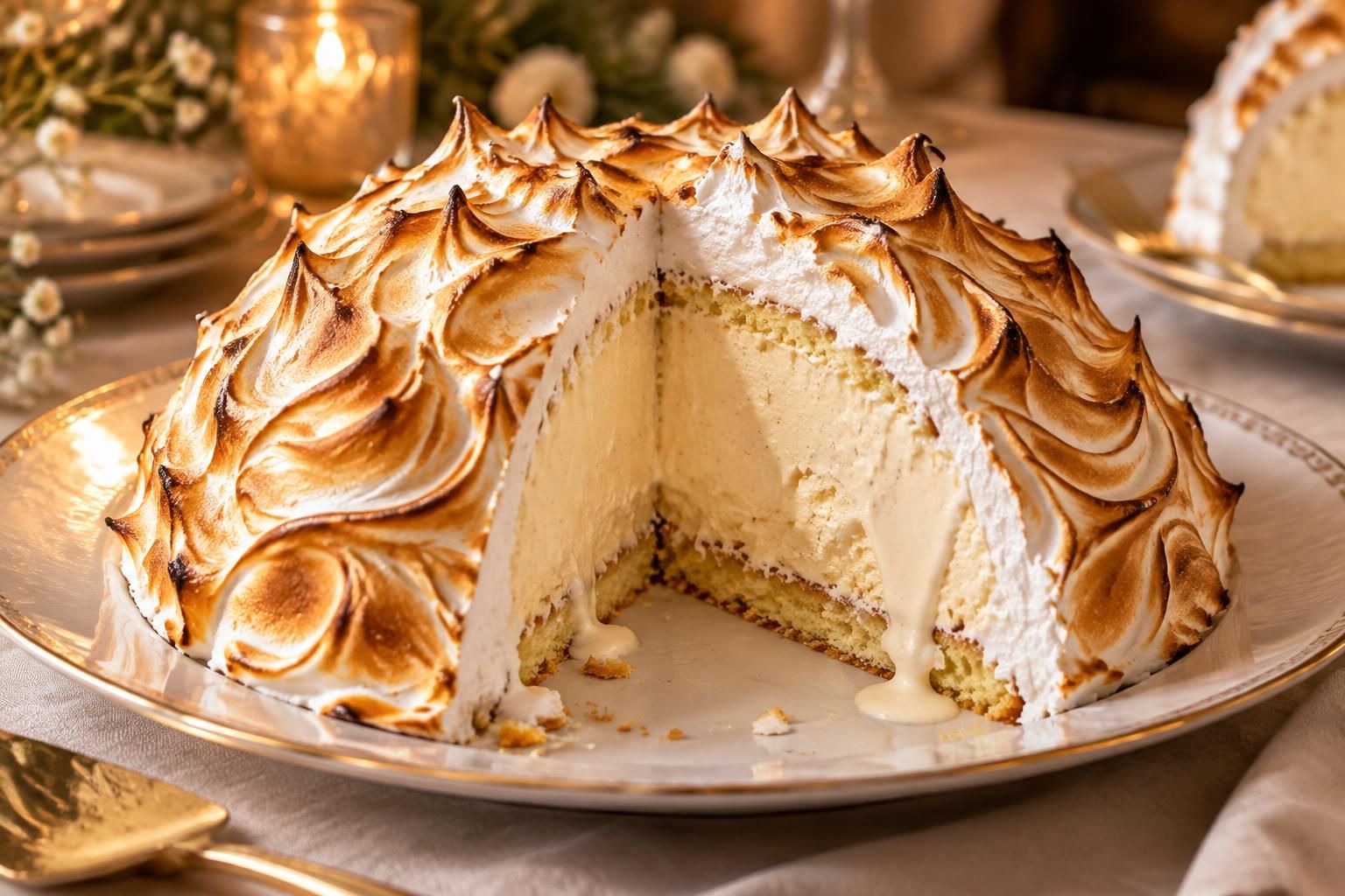 découvrez l’omelette norvégienne, un dessert spectaculaire qui marie glace onctueuse, meringue dorée et biscuit moelleux pour un plaisir fondant.